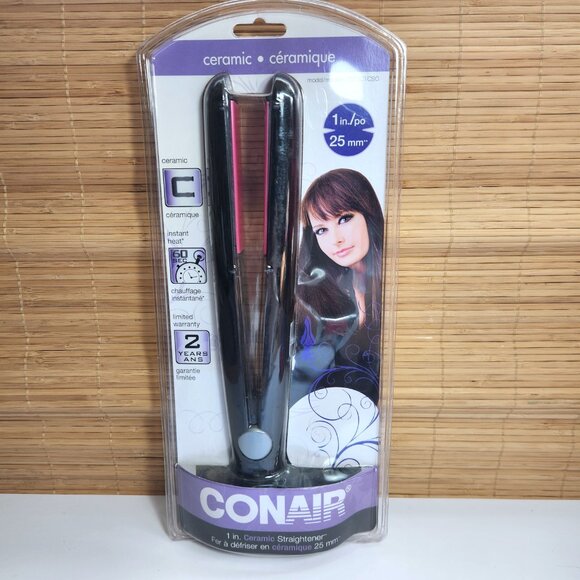 Conair Flat Iron 1" Hair Straightener Ceramic Straightener Instant Heat New - Picture 1 of 5